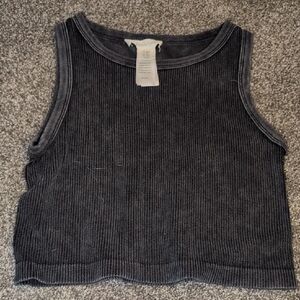 Gray Ribbed Tank Top